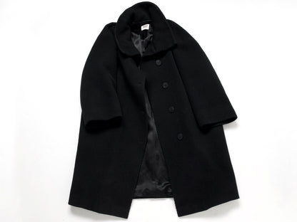 (10462_0045) HERMES Oversized Wool Coat Black 38 Recent