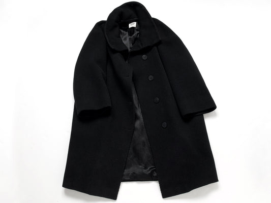 (10462_0045) HERMES Oversized Wool Coat Black 38 Recent