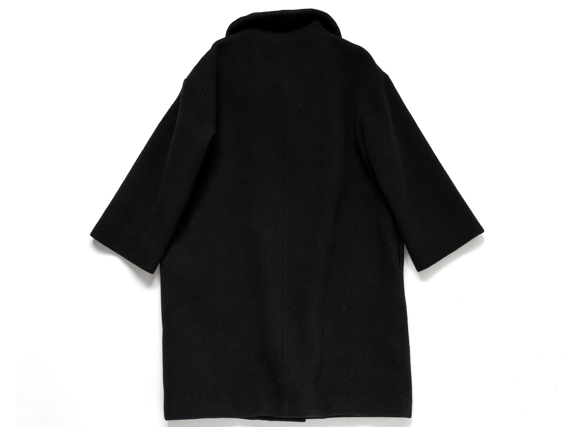 (10462_0045) HERMES Oversized Wool Coat Black 38 Recent