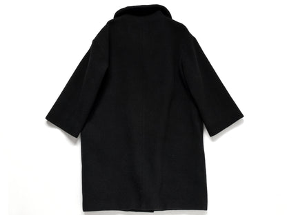 (10462_0045) HERMES Oversized Wool Coat Black 38 Recent