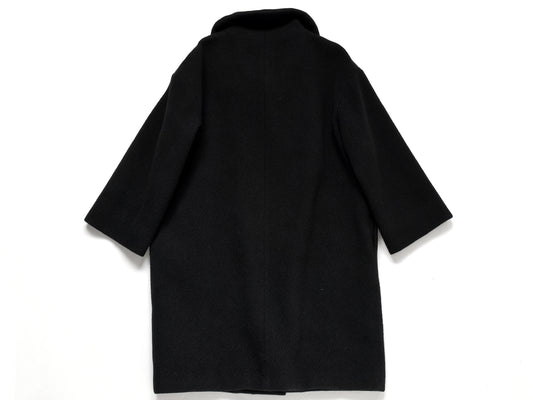 (10462_0045) HERMES Oversized Wool Coat Black 38 Recent