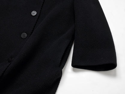 (10462_0045) HERMES Oversized Wool Coat Black 38 Recent