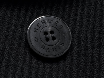 (10462_0045) HERMES Oversized Wool Coat Black 38 Recent