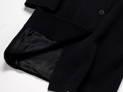 (10462_0045) HERMES Oversized Wool Coat Black 38 Recent