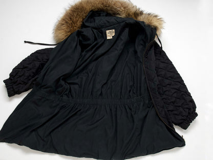 (10462_0080)▼HERMES Vintage Peach Skin Quilted Fur Coat Coat