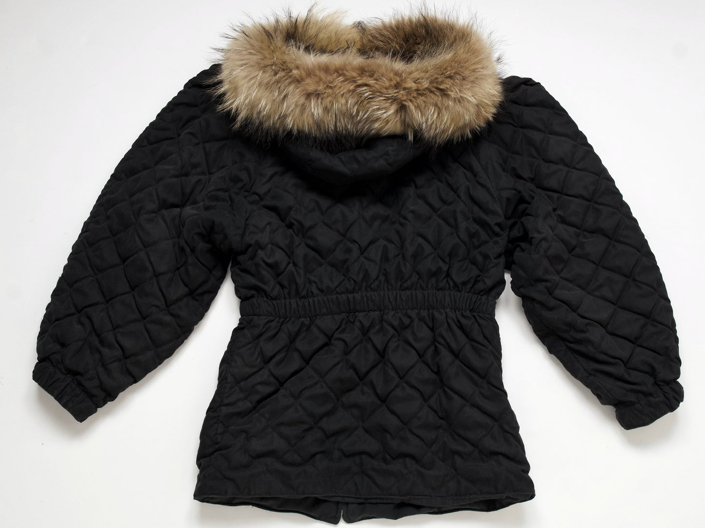 (10462_0080)▼HERMES Vintage Peach Skin Quilted Fur Coat Coat