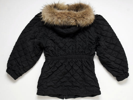 (10462_0080)▼HERMES Vintage Peach Skin Quilted Fur Coat Coat