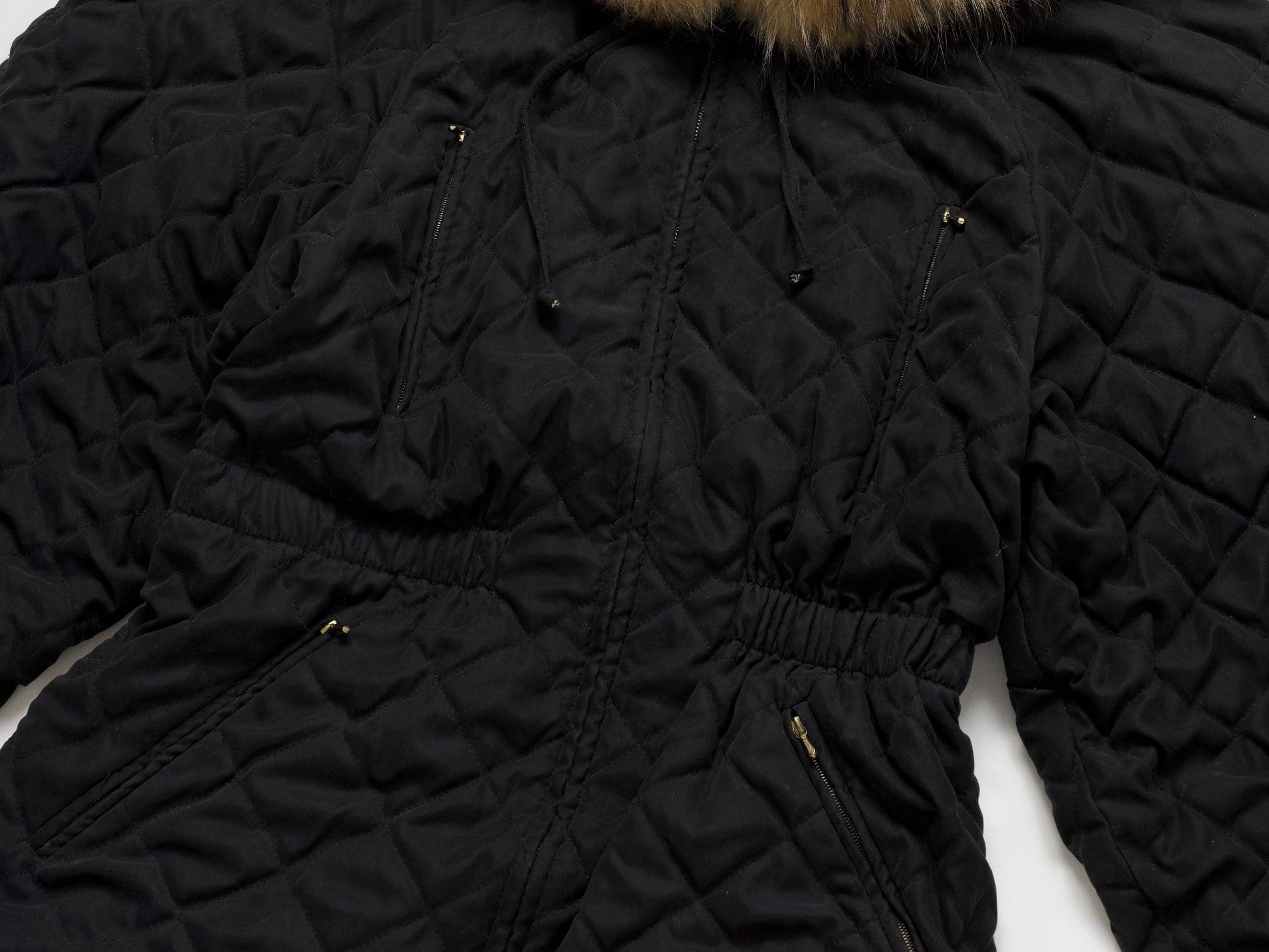 (10462_0080)▼HERMES Vintage Peach Skin Quilted Fur Coat Coat
