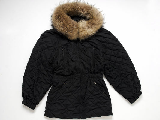 (10462_0080)▼HERMES Vintage Peach Skin Quilted Fur Coat Coat