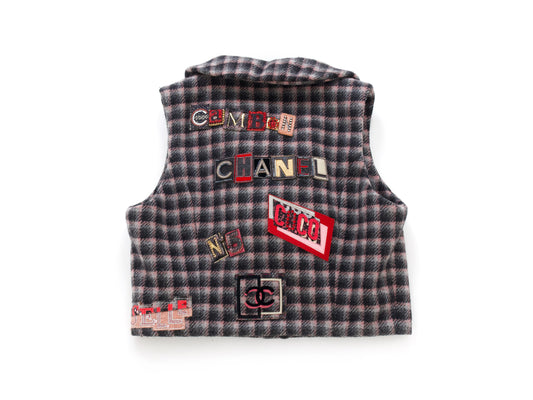 (10462_0112) CHANEL 21B Cropped Wool Tweed Sleeveless Jacket 34 Vest