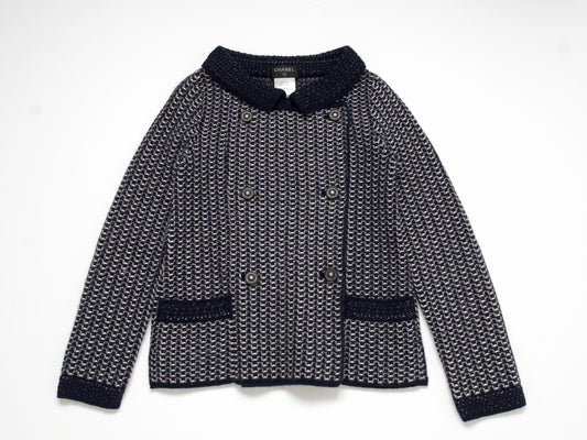 (10462_0111) CHANEL 12A Thick Cashmere Knit Jacket 38 Cardigan