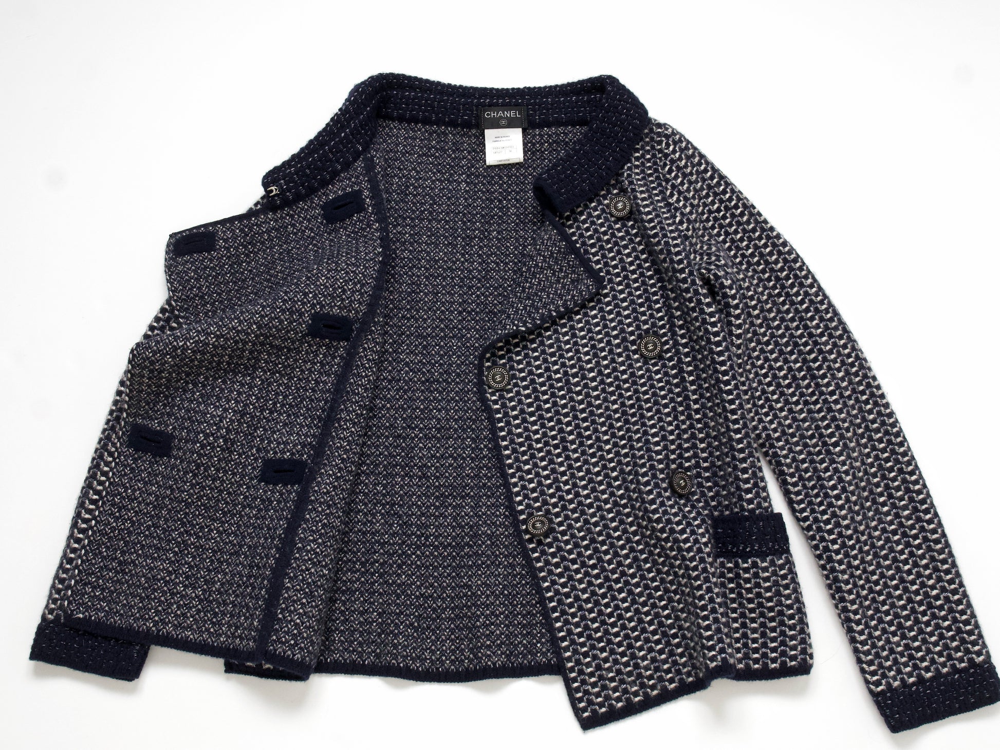 (10462_0111) CHANEL 12A Thick Cashmere Knit Jacket 38 Cardigan