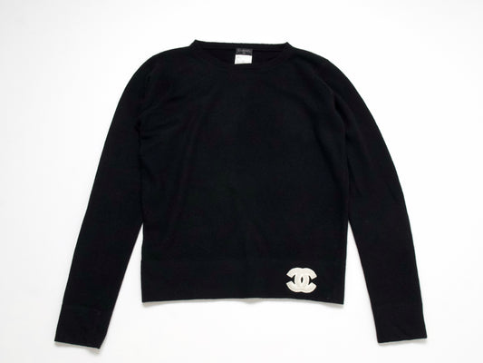 (10462_0141) CHANEL 01A CC Patch Sweatshirt Cashmere Knit 42 Tops