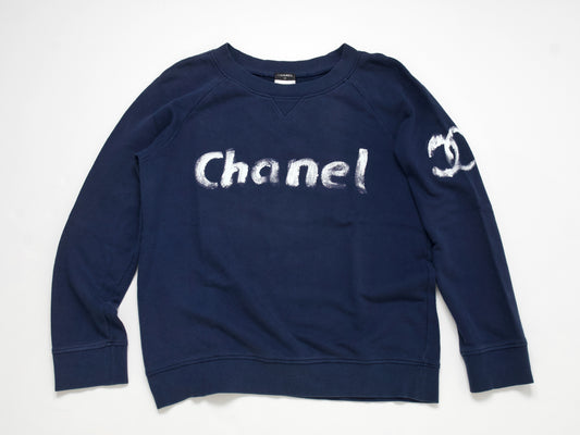 (10462_0128) CHANEL Graffiti Oversized Sweatshirt L Rare Men's Size Tops