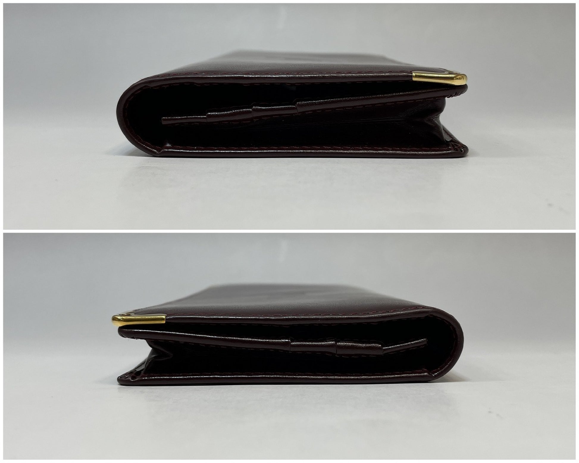 (10461_0064) Cartier Unused Cartier Mastline Genuine Leather Bi-Fold Long Wallet Bordeaux Gold Fittings Coin Purse Wallet