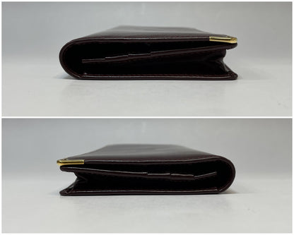 (10461_0064) Cartier Unused Cartier Mastline Genuine Leather Bi-Fold Long Wallet Bordeaux Gold Fittings Coin Purse Wallet