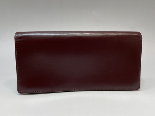 (10461_0064) Cartier Unused Cartier Mastline Genuine Leather Bi-Fold Long Wallet Bordeaux Gold Fittings Coin Purse Wallet
