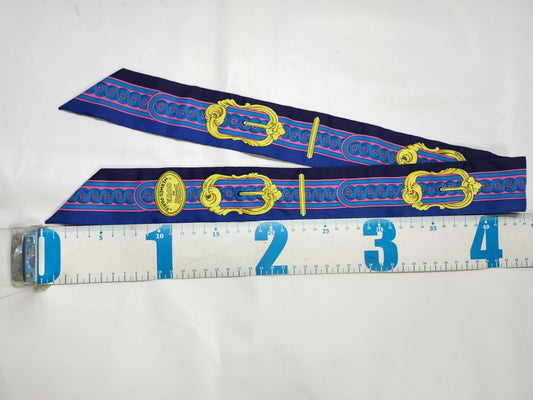 (10462_0056) HERMES Twiley Hermes Twiley BRIDE DE COUR Court Le Blue Indigo/Rose Viff/Gold Scarf
