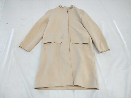 LOUIS VUITTON Studded Wool/Angora Beige Coat, Size 38