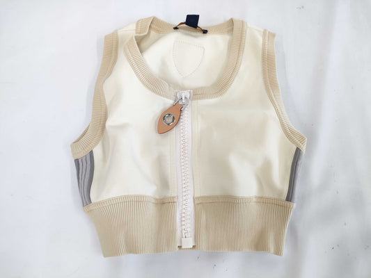 (10462_0009) LOUIS VUITTON 23 Year Old Zip-Up Sleeveless Cropped Top Beige Size XS Top