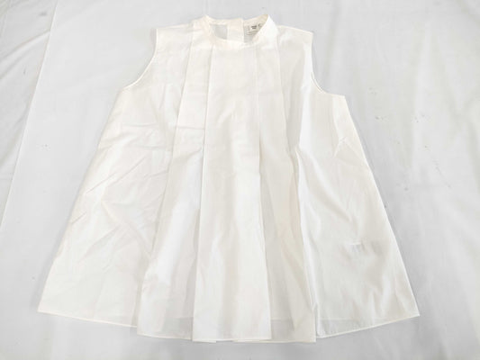 (10462_0063) HERMES Cotton Sleeveless Blouse White Size 36 Tops