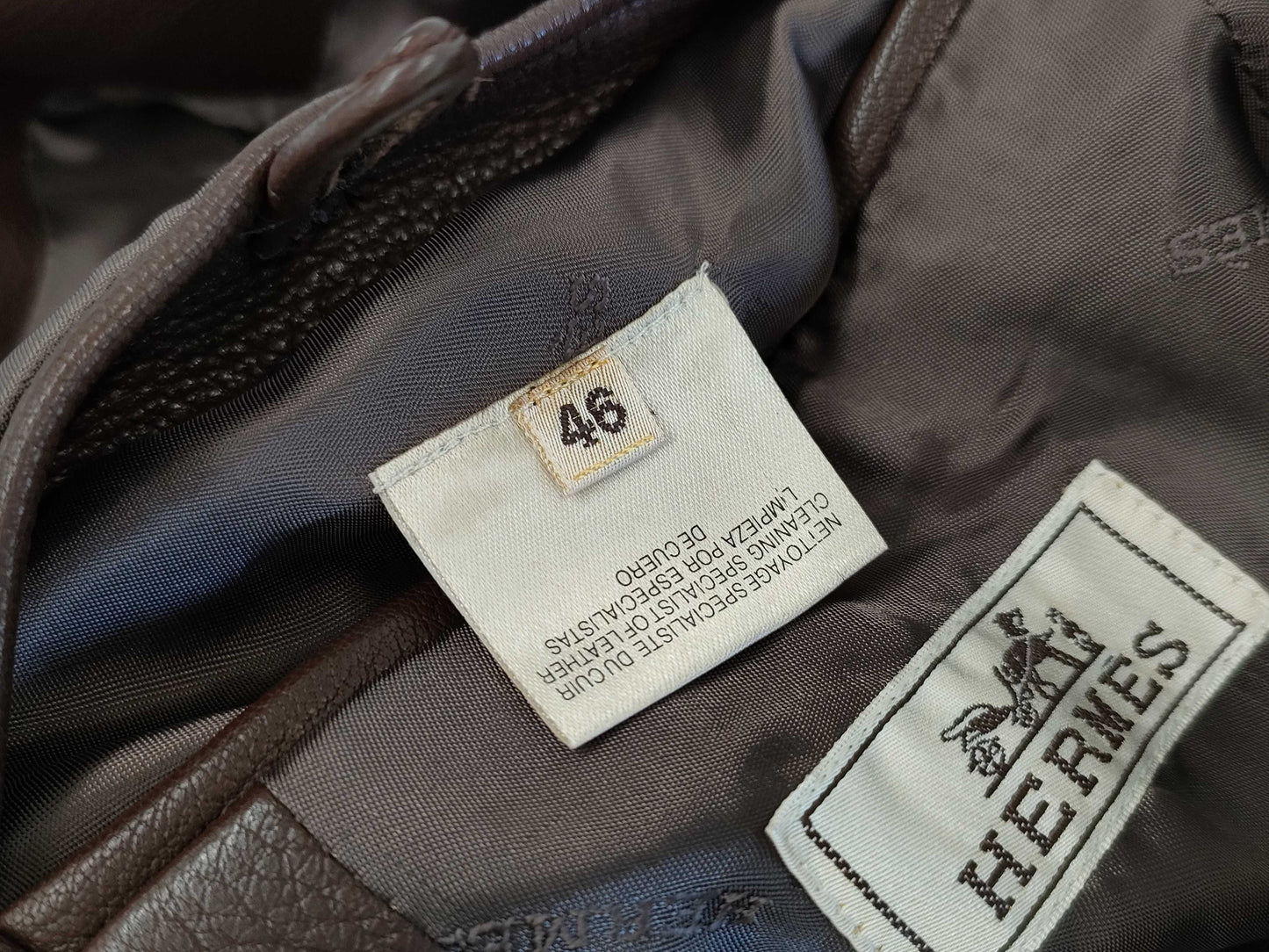 (10462_0048) HERMES Deerskin Leather Jacket Storage Garment 46 Jacket