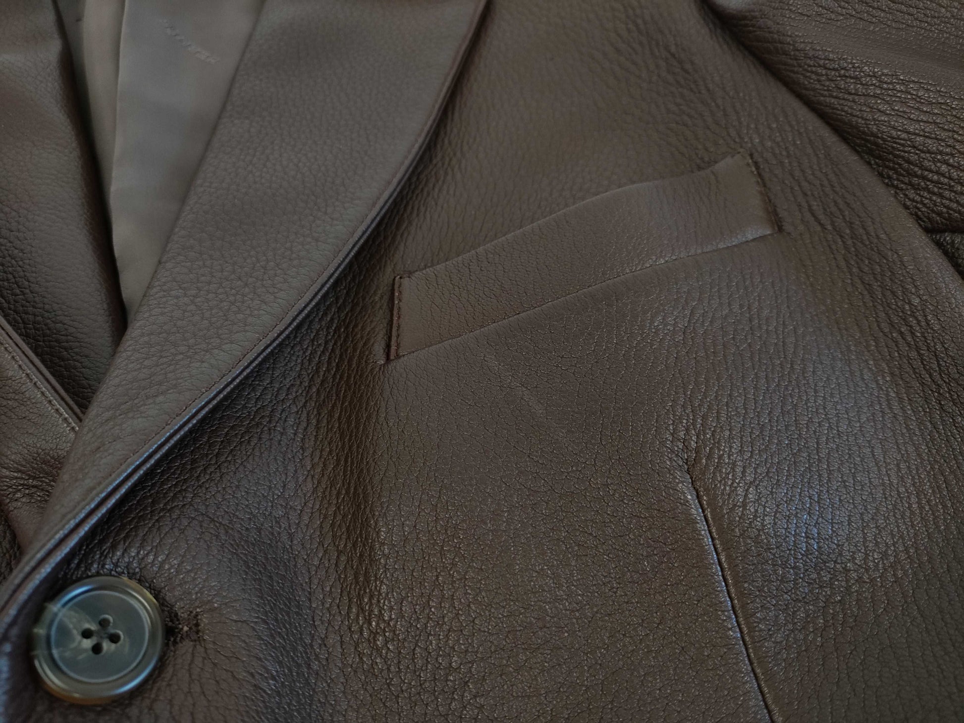 (10462_0048) HERMES Deerskin Leather Jacket Storage Garment 46 Jacket