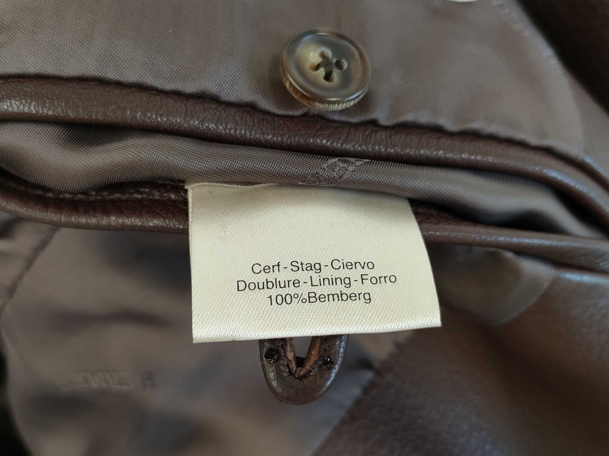 (10462_0048) HERMES Deerskin Leather Jacket Storage Garment 46 Jacket