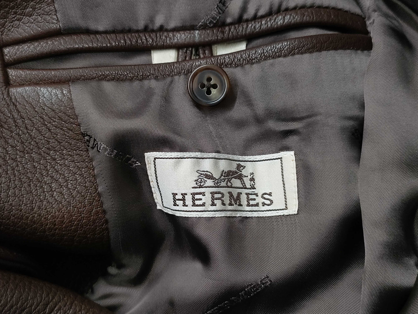 (10462_0048) HERMES Deerskin Leather Jacket Storage Garment 46 Jacket