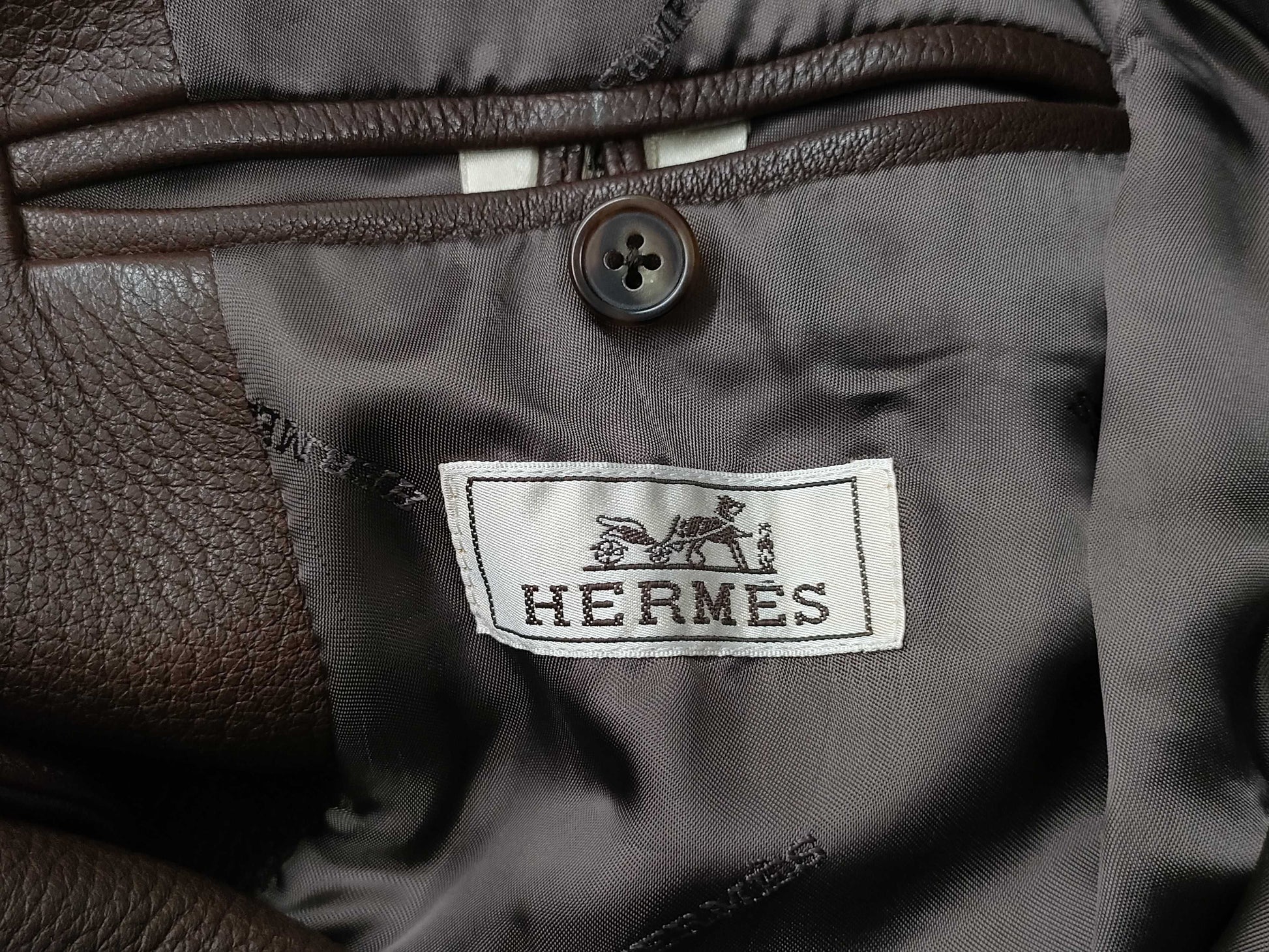 (10462_0048) HERMES Deerskin Leather Jacket Storage Garment 46 Jacket