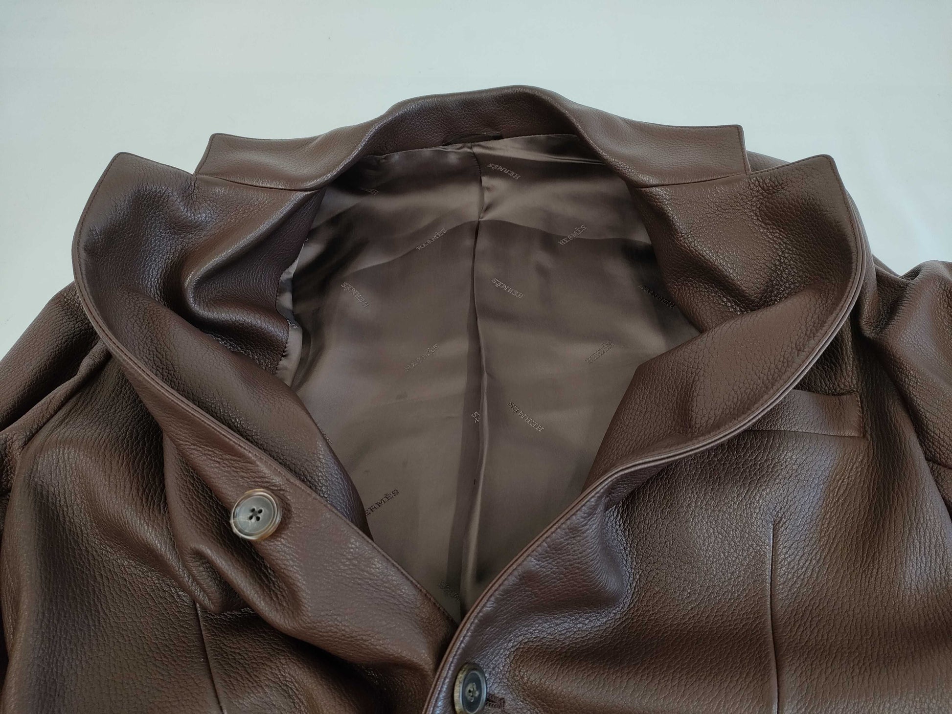 (10462_0048) HERMES Deerskin Leather Jacket Storage Garment 46 Jacket
