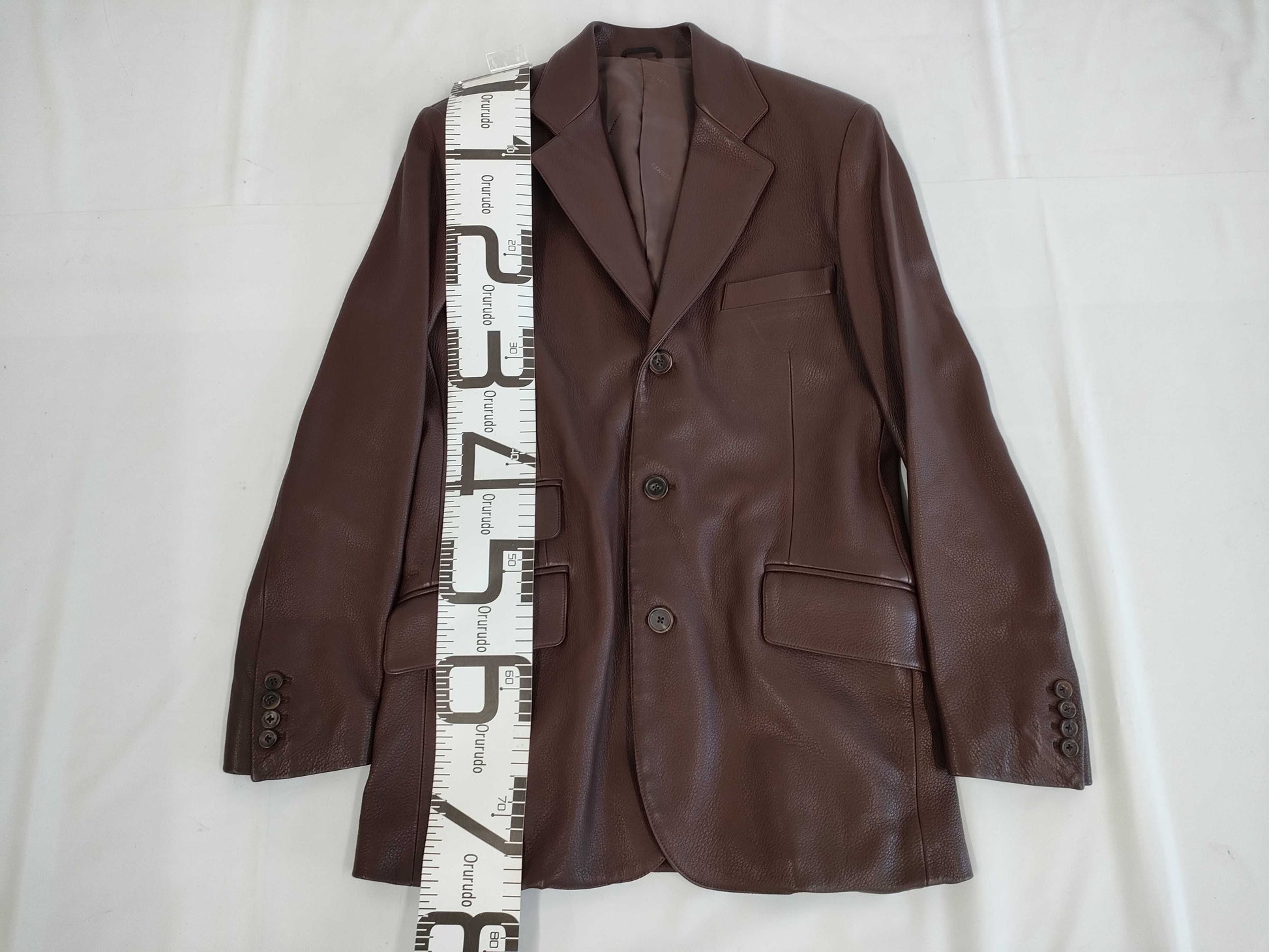 (10462_0048) HERMES Deerskin Leather Jacket Storage Garment 46 Jacket