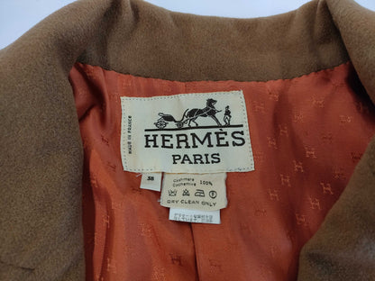 (10462_0060) HERMES 100% Cashmere Long Double Coat 38 Coat