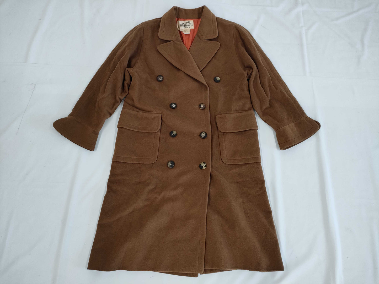 (10462_0060) HERMES 100% Cashmere Long Double Coat 38 Coat