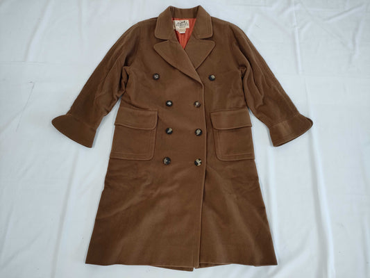 (10462_0060) HERMES 100% Cashmere Long Double Coat 38 Coat