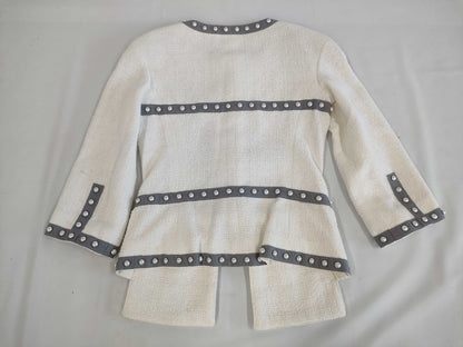(10462_0129) CHANEL CHANEL Pearl Trim White Jacket Size 34 Jacket