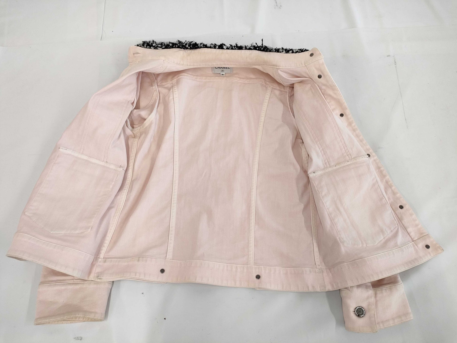 (10462_0138) CHANEL CHANEL Pink Denim Jacket 36 Jacket