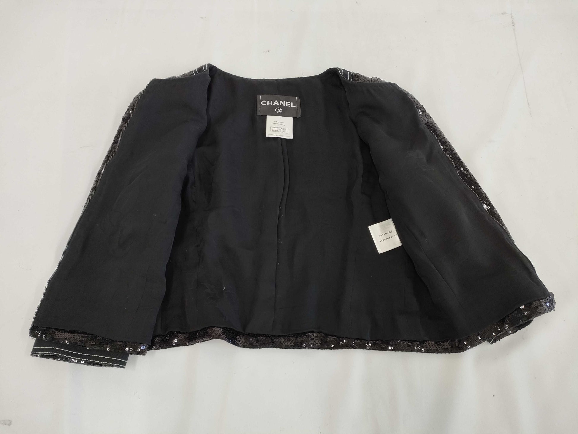 (10462_0120) CHANEL CHANEL Black Sequin Jacket Size 36 Jacket