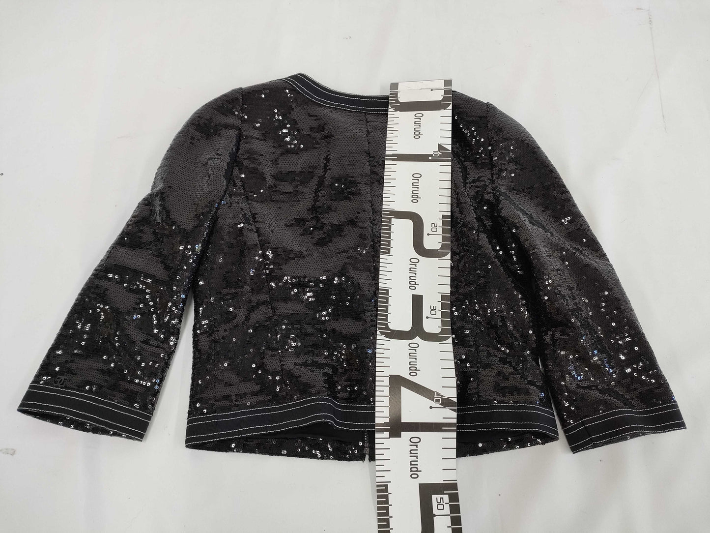 (10462_0120) CHANEL CHANEL Black Sequin Jacket Size 36 Jacket