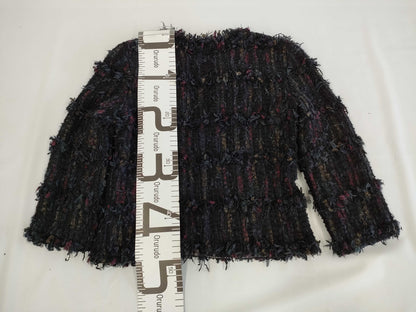 (10462_0113) CHANEL CHANEL Black Purple Jacket Pearl Button 34 Jacket