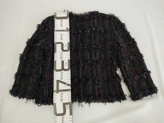 (10462_0113) CHANEL CHANEL Black Purple Jacket Pearl Button 34 Jacket
