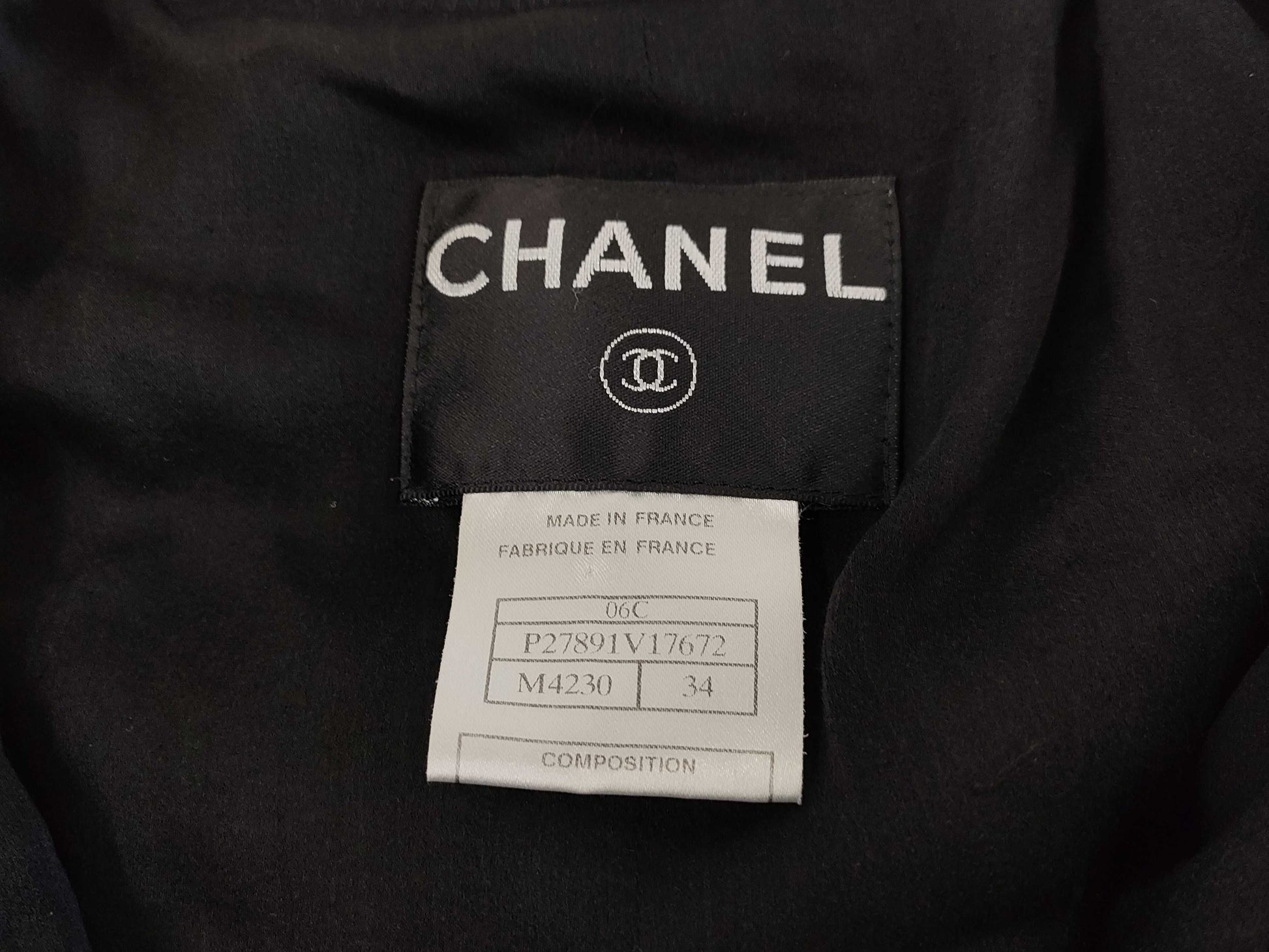 (10462_0113) CHANEL CHANEL Black Purple Jacket Pearl Button 34 Jacket