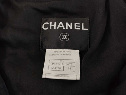 (10462_0113) CHANEL CHANEL Black Purple Jacket Pearl Button 34 Jacket