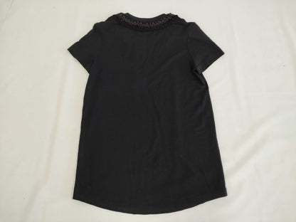 (10462_0114) CHANEL CHANEL Black Trimmed T-Shirt Top Shared Cloth Size 34 T-Shirt