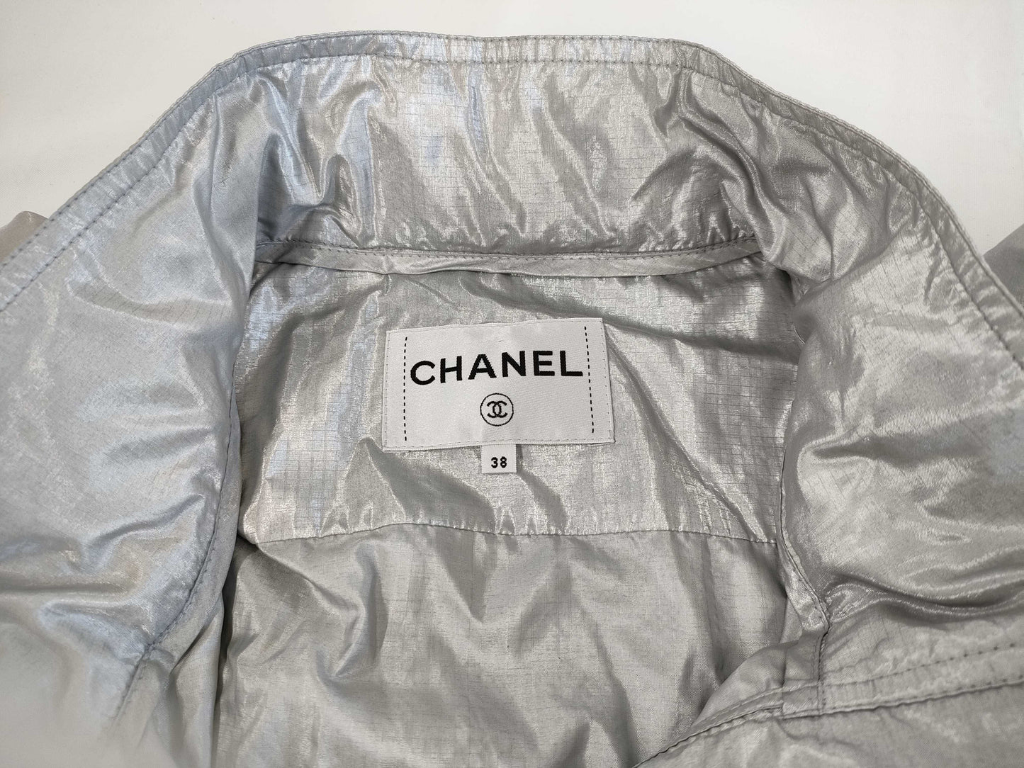 (10462_0122) CHANEL CHANEL Grey Silver Blouson Jumper Size 38 Shared Cloth Jacket