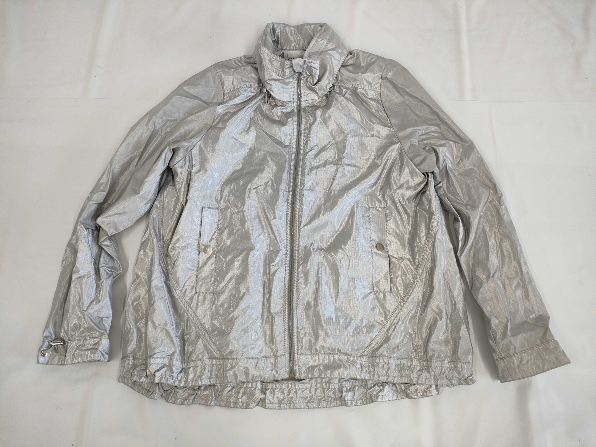 (10462_0122) CHANEL CHANEL Grey Silver Blouson Jumper Size 38 Shared Cloth Jacket
