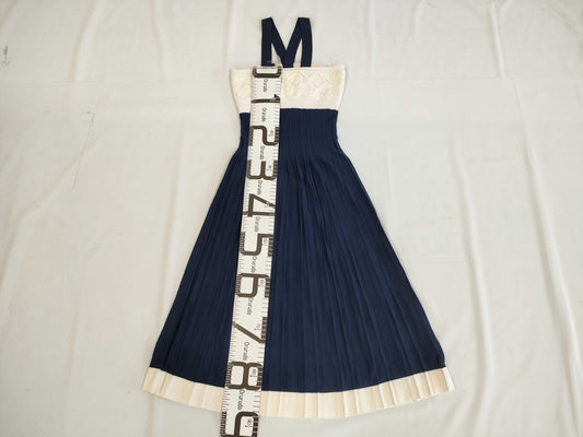 (10462_0139) CHANEL CHANEL Ivory Navy Dress 36 Dress