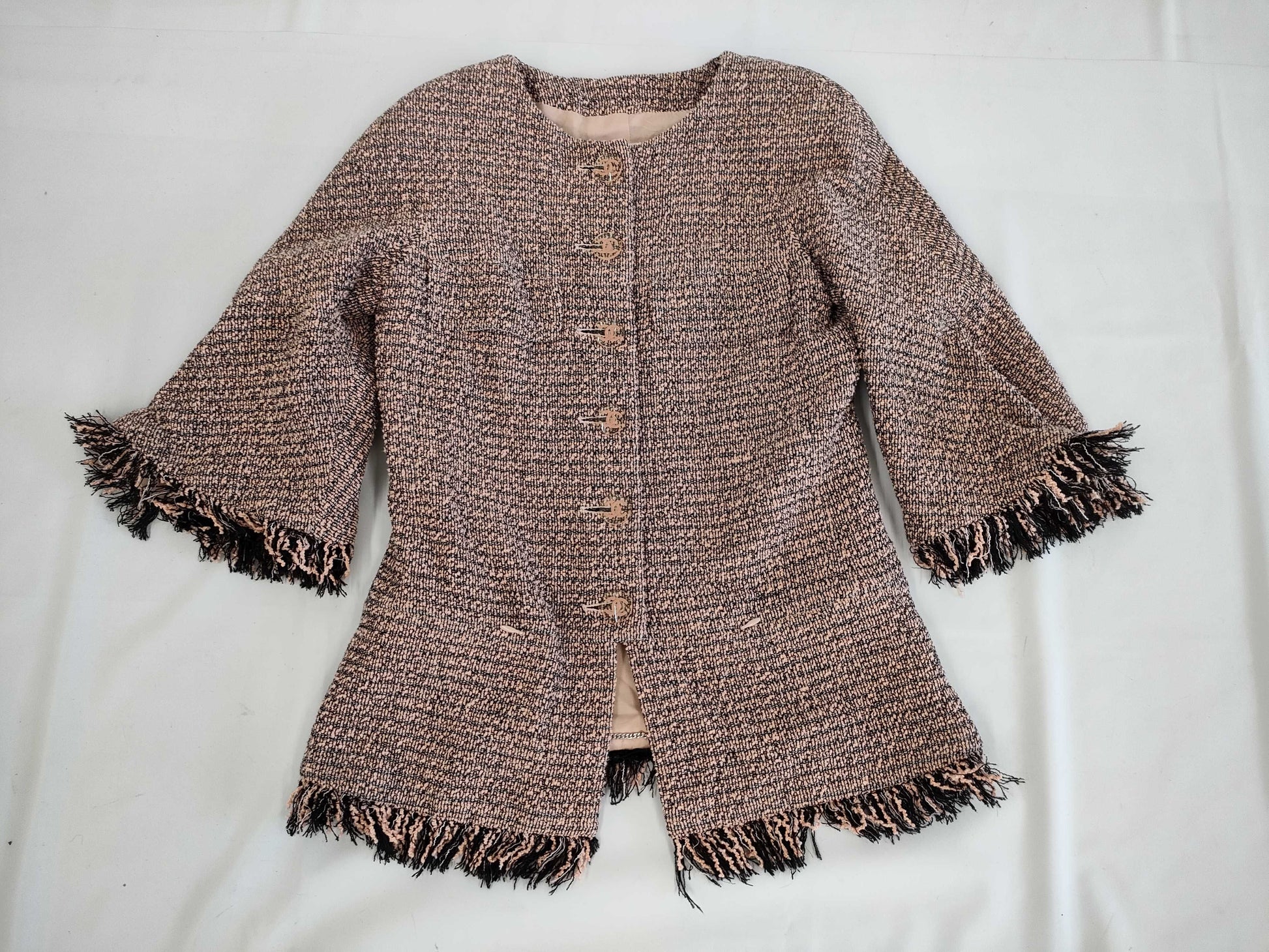 (10462_0116) CHANEL CHANEL Pink Beige Jacket CC Button 34 Jacket