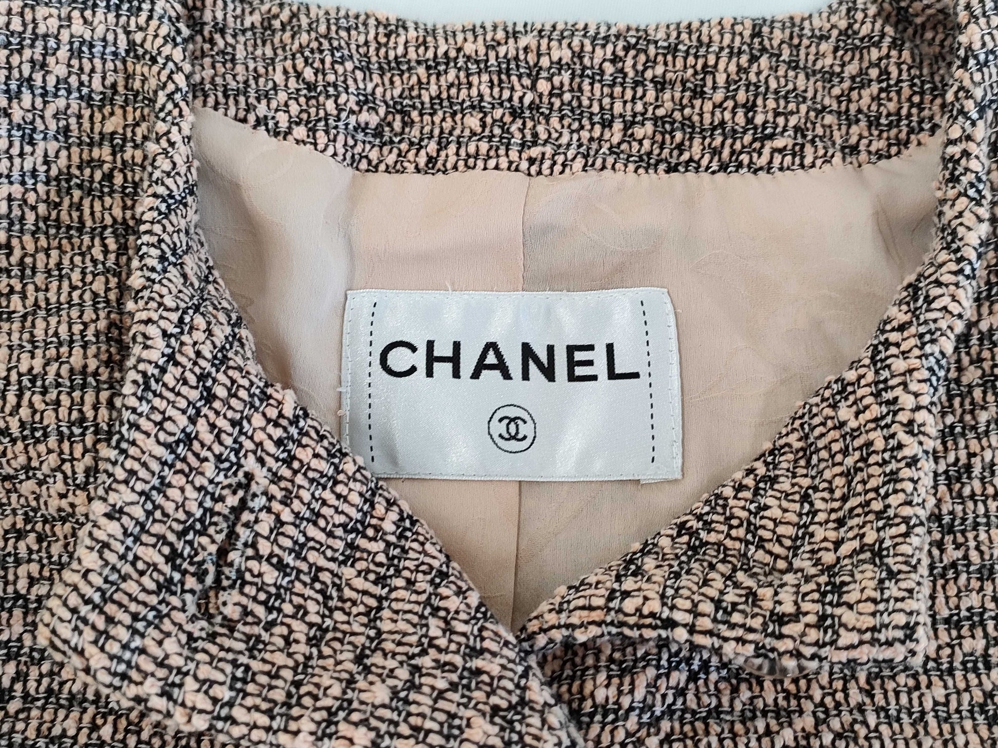 (10462_0116) CHANEL CHANEL Pink Beige Jacket CC Button 34 Jacket