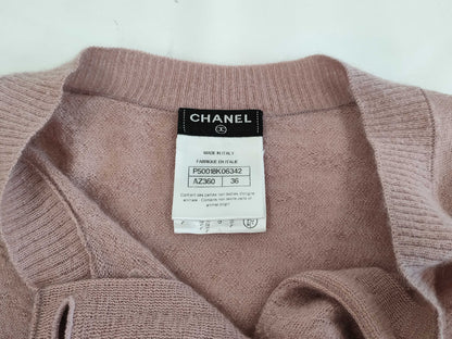 (10462_0117) CHANEL CHANEL Pink Pearl Button Mohair Cashmere Cardigan Size 36 Cardigan